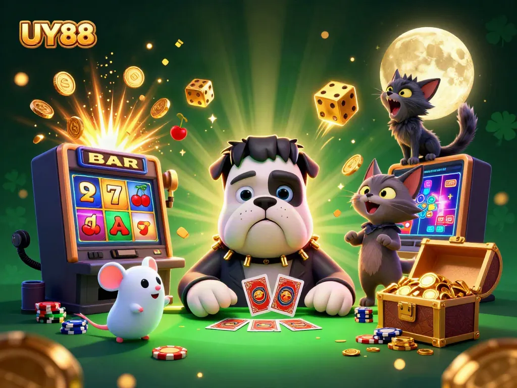 Experience thrilling games with UY88 featuring vibrant casino characters and dynamic elements.