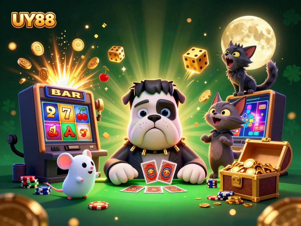 Experience thrilling games with UY88 featuring vibrant casino characters and dynamic elements.