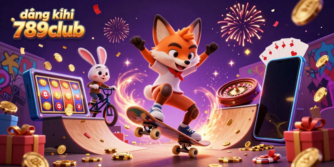 Experience gaming excitement with đăng ký 789club as a fox and rabbit showcase thrilling tricks in a vibrant casino scene.