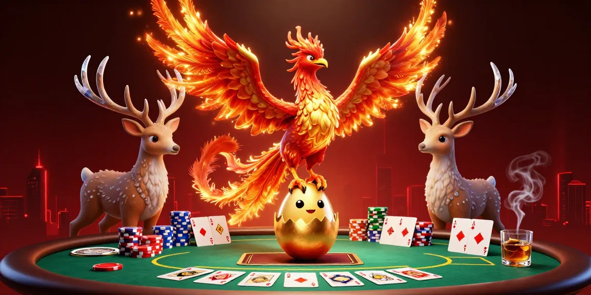 Experience the thrill of TN88 with a cartoon phoenix and poker elements in vibrant 3D.