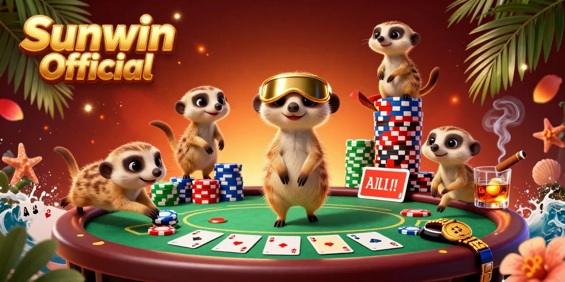Experience thrilling gameplay at Sunwin Official with lively meerkats running a vibrant casino.