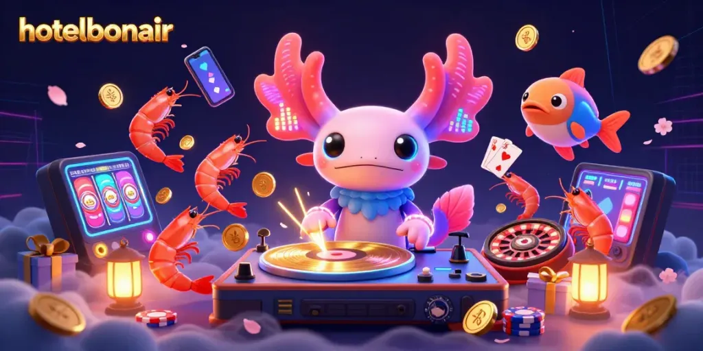 Engage with the vibrant casino scene at hotelbonair featuring playful underwater characters and dynamic game elements.