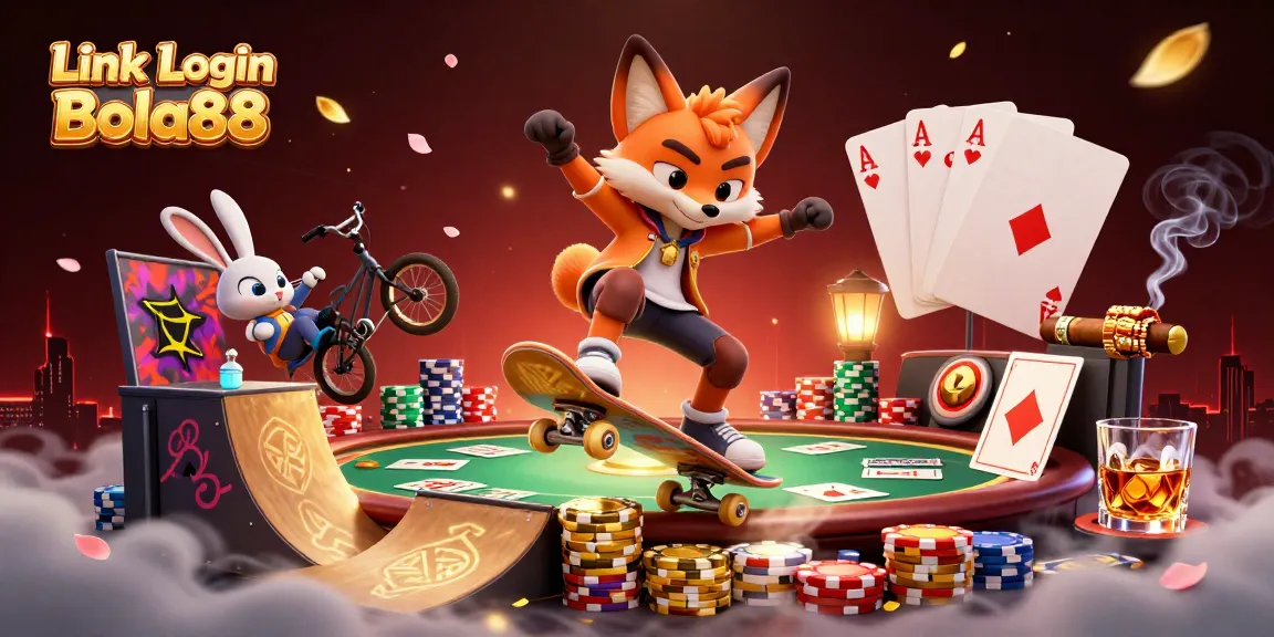 Engage with thrilling gameplay at Link Login Bola88 featuring vibrant 3D characters and casino elements.