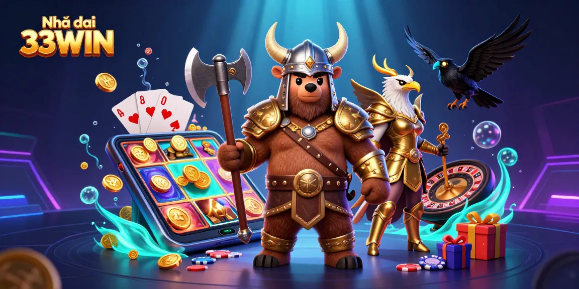 Experience thrilling gameplay with Nhà cái 33WIN, showcasing vibrant slot games and engaging characters.