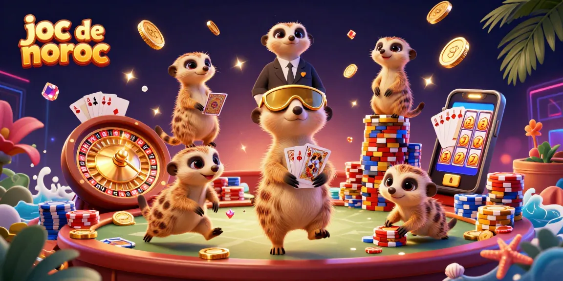Imagini captivante cu un joc de noroc și meeerkats distractivi care operează un cazinou vibrant și dinamic.