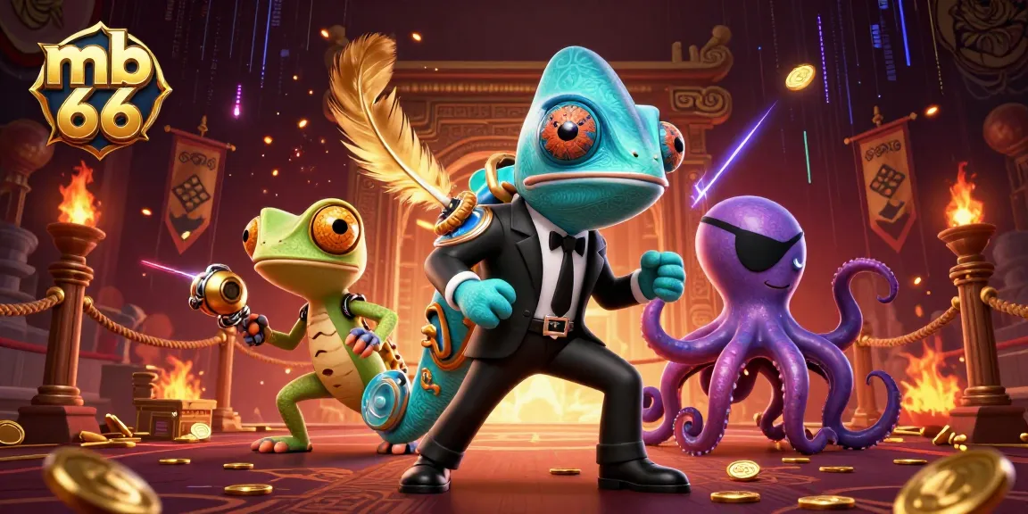 Win big at mb 66 with vibrant comic-style characters set in a rich casino scene.
