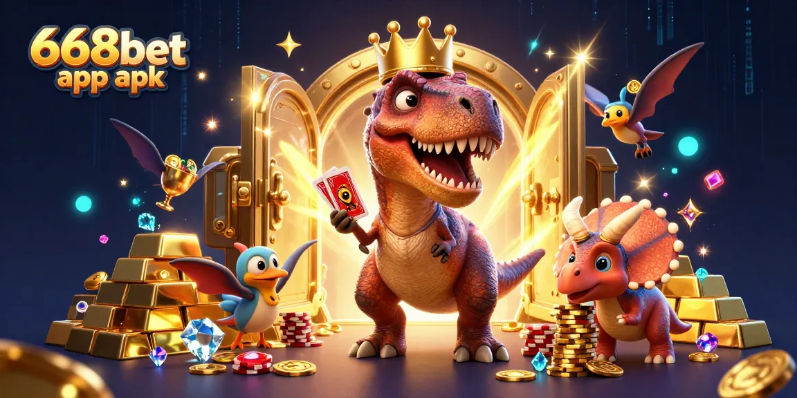 Engage with the excitement of the 668bet app apk through a vibrant scene of playful casino creatures.