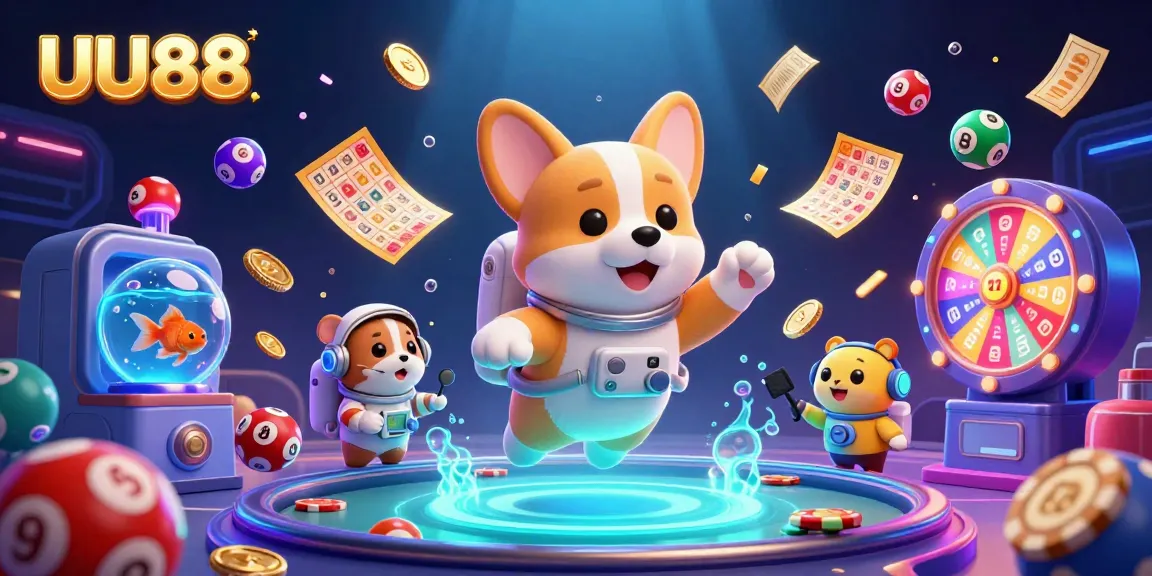 Experience thrilling gaming action with UU88 in a vibrant 3D casino scene.