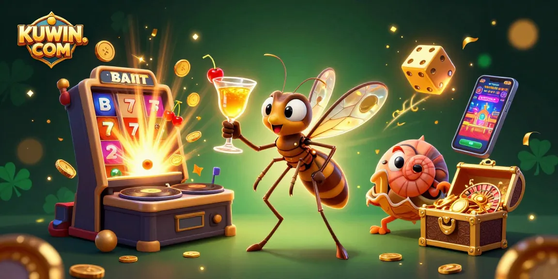 Win big at KUWIN. COM with a captivating 3D casino illustration showcasing vibrant gaming elements.