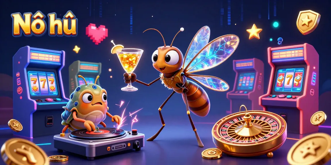 Spin the reels of Nổ hũ in this vibrant casino-themed illustration, showcasing exciting game elements.