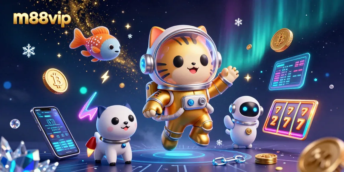 Experience the thrill of m88vip with a 3D illustration showcasing a unique online casino adventure.