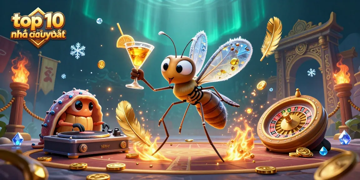 Experience the excitement of top 10 nhà cái uy tín with a vibrant 3D illustration of unique casino characters and elements.