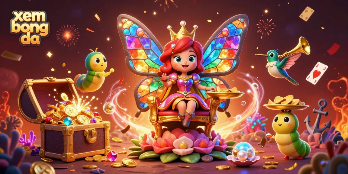 Engage in xem bong da with vibrant characters in a colorful casino-themed world holding riches.