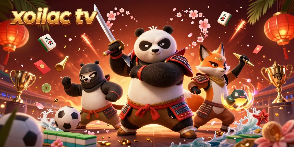 Xoilac TV enables viewers to engage with live sports betting, featuring action-packed characters in a vibrant atmosphere.