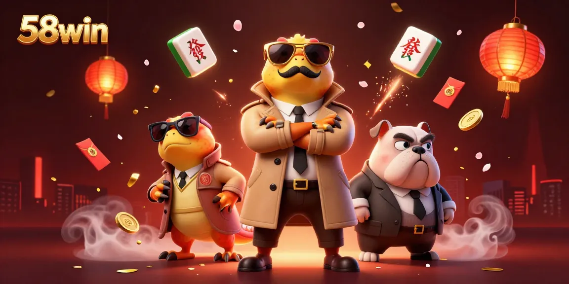 Experience the excitement of 58win as three cartoon raptors comically disguise themselves to enter a VIP casino.