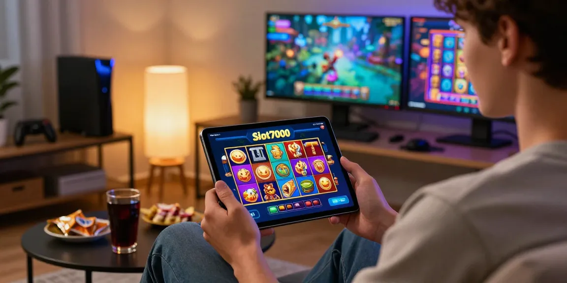 Engaging user experience on Slot7000 mobile app with interactive interface in a cozy gaming environment.