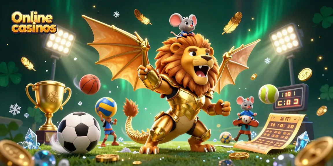 Win big with online casinos featuring a majestic chimera and dynamic sports elements.